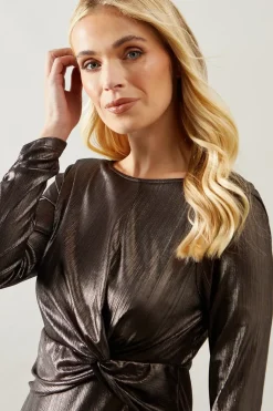 Petite Occasion Metallic Jersey Pencil Dress