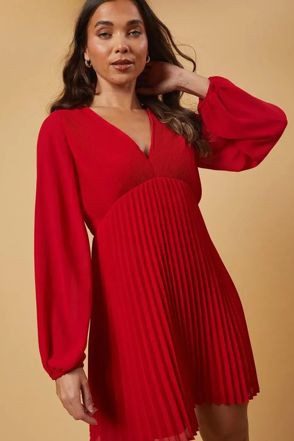 Petite Occasion Pleated Mini Dress