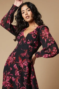 Petite Occasion Printed Button Midi Dress
