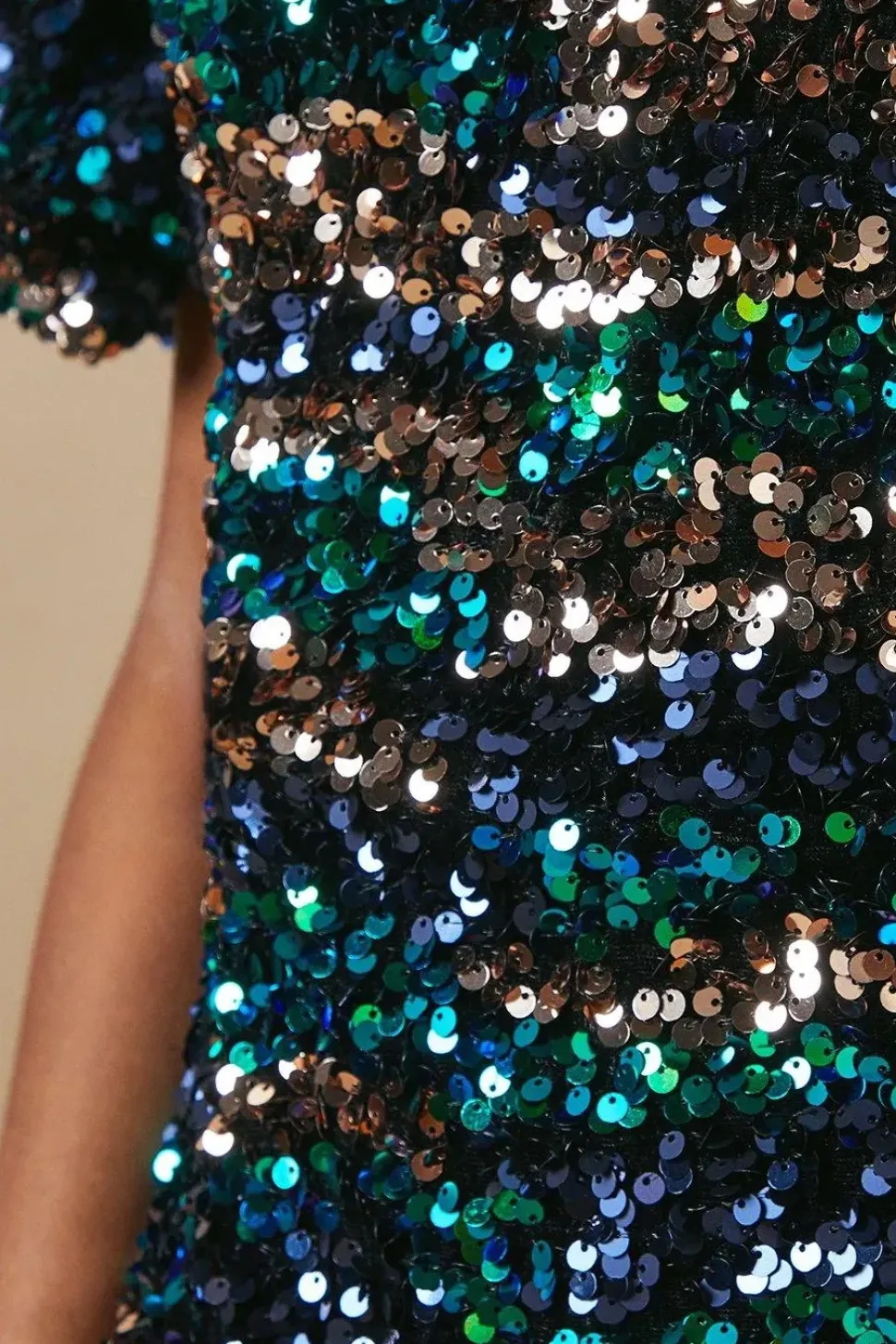 Petite Occasion Puff Sleeve Sequin Mini Dress