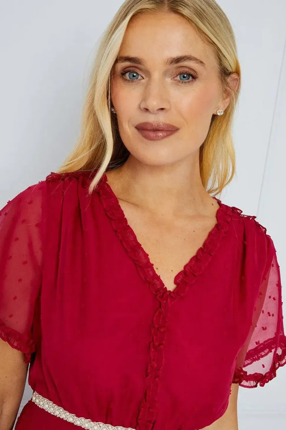 Petite Occasion Ruffle Embellished Waist Midi Dress