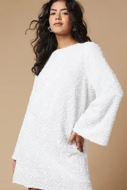Petite Occasion Sequin Flare Sleeve Mini Dress