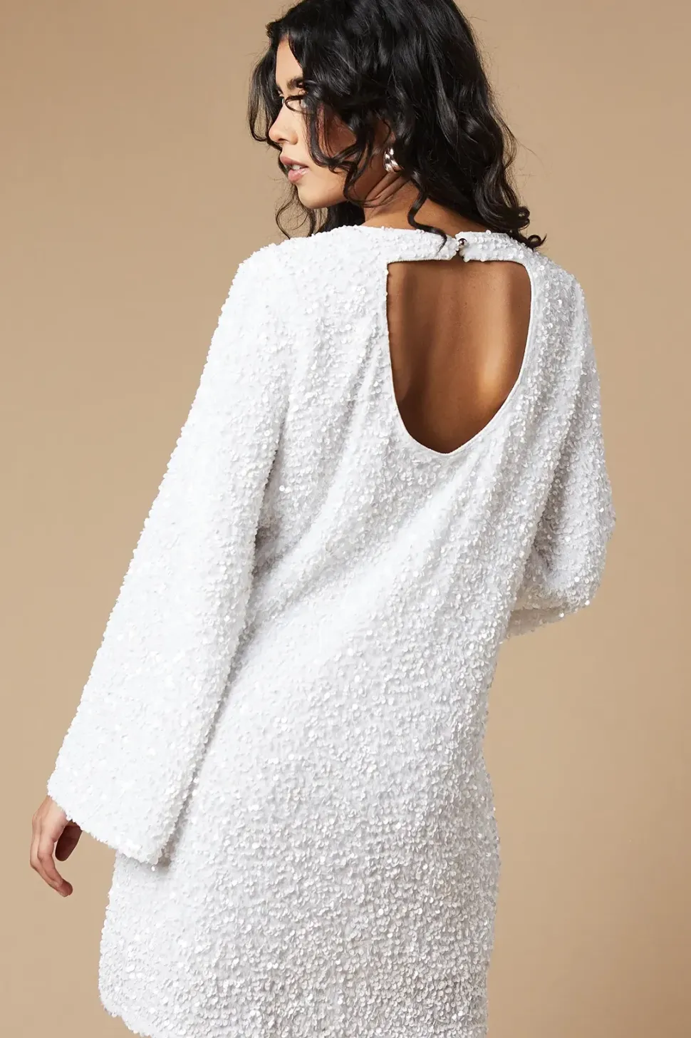 Petite Occasion Sequin Flare Sleeve Mini Dress