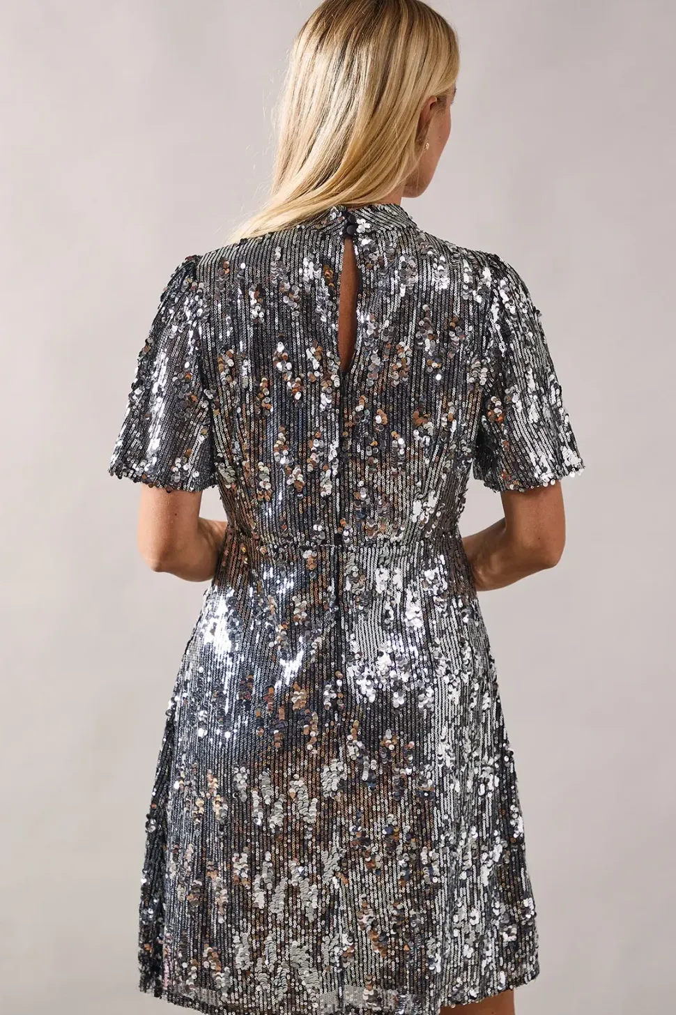 Petite Occasion Sequin High Neck Shift Dress