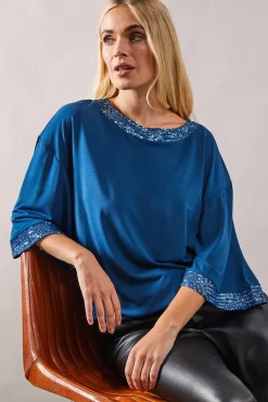 Petite Occasion Sequin Trim Ity Top