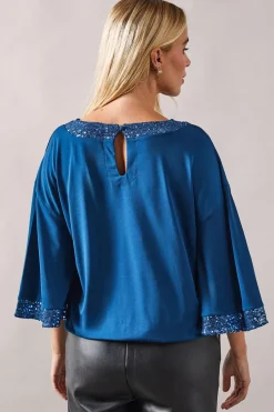 Petite Occasion Sequin Trim Ity Top