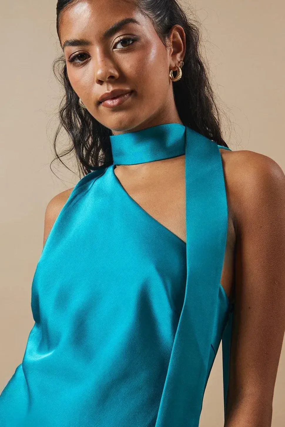 Petite Occasion Tie Bias Maxi Dress