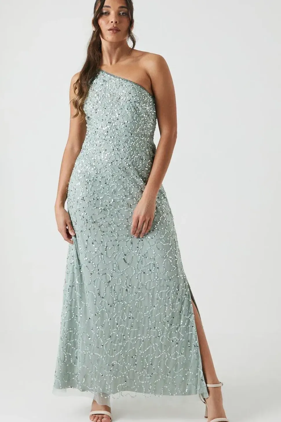 Petite One Shoulder Embellished Bridesmaid Maxi Dress