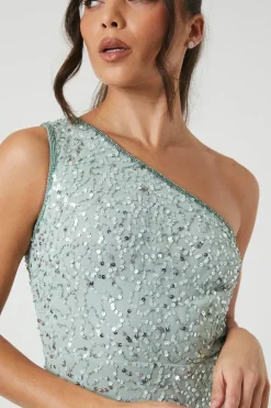Petite One Shoulder Embellished Bridesmaid Maxi Dress