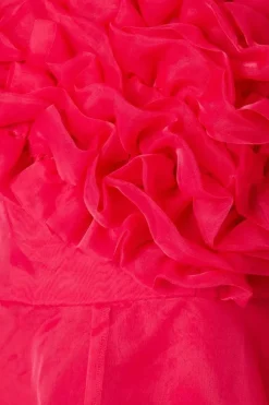 Petite One Shoulder Ruffle Organza Midi Dress