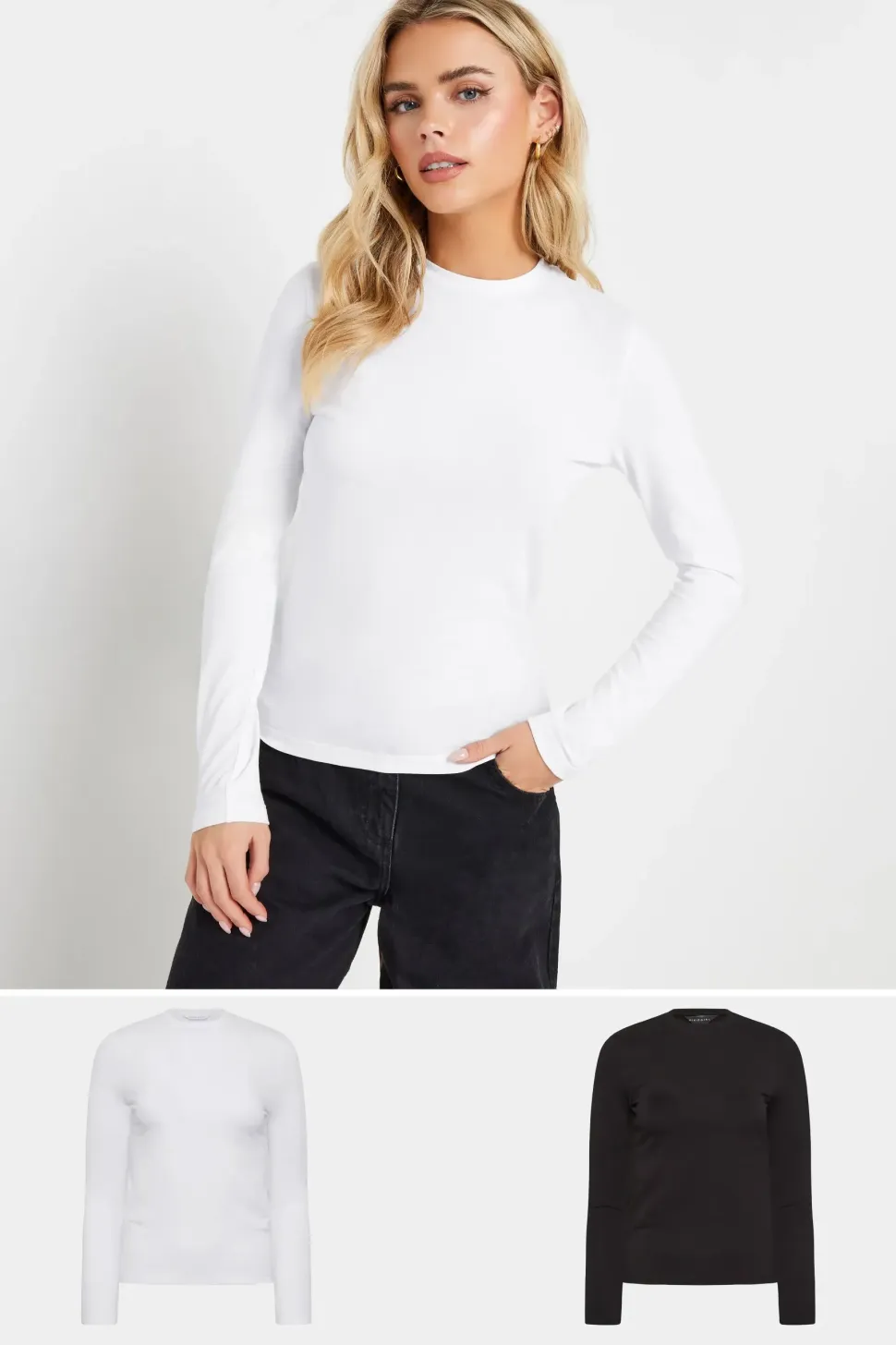 Petite 2 Pack Fitted Long Sleeve Tops