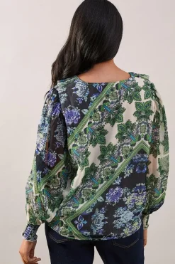 Petite Paisley Patchwork Ruffle Tie Top