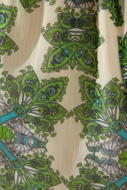 Petite Paisley Patchwork Ruffle Wrap Midi Dress