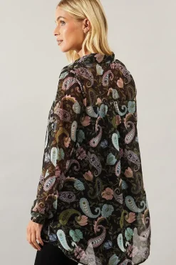 Petite Paisley Print High Low Hem Shirt