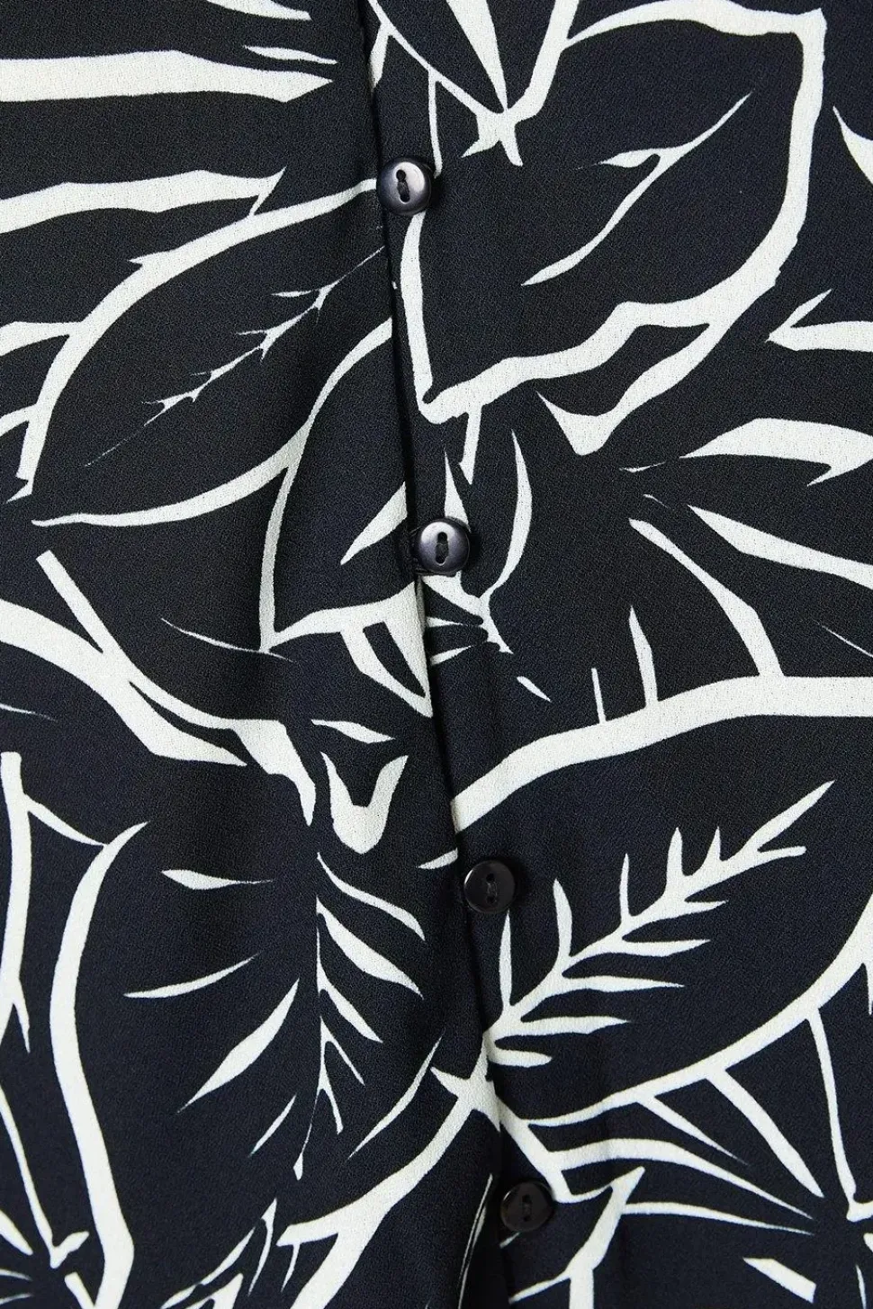 Petite Palm Print Button Through Blouse