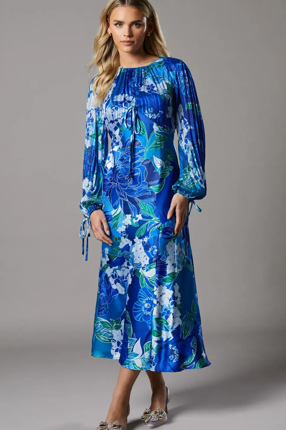 Petite Panelled Tie Detail Midi Dress