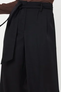 Petite Paperbag Belted Wide Leg Trouser