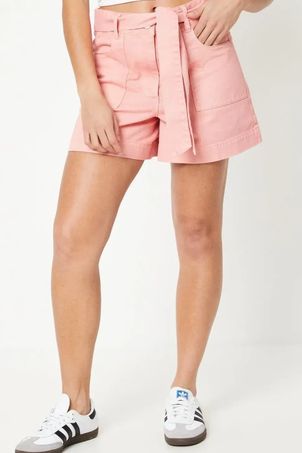 Petite Paperbag Denim Shorts