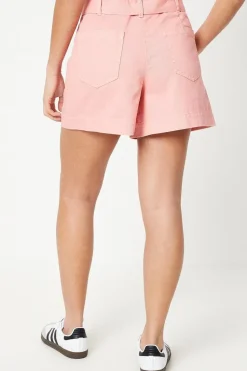 Petite Paperbag Denim Shorts