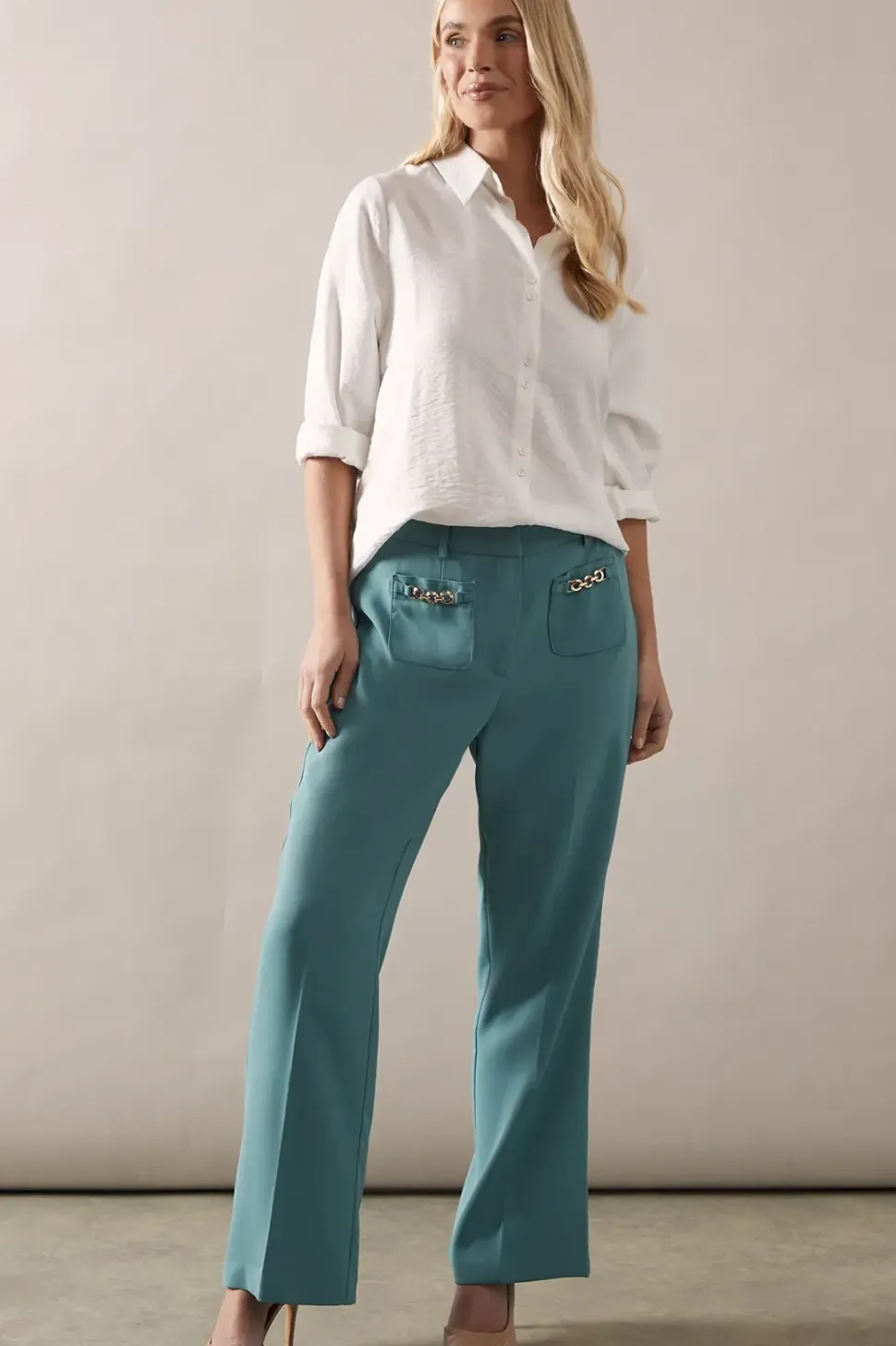 Petite Patch Pocket Wide Trousers