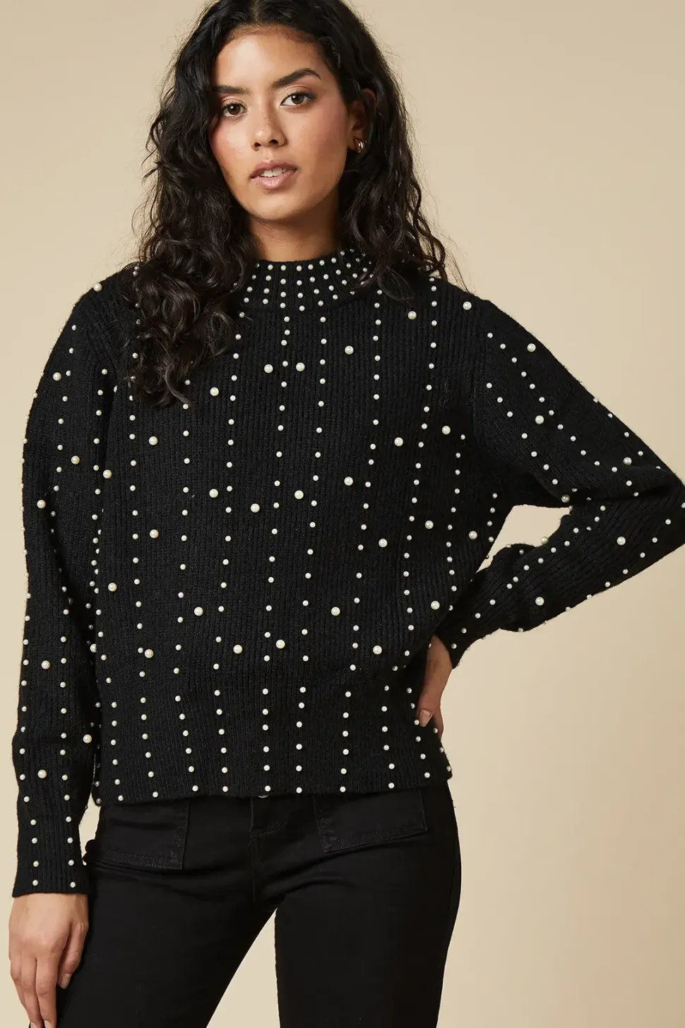 Petite Pearl Embellished Jumper