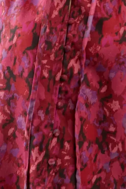 Petite Pink Abstract Neck Detail Blouse