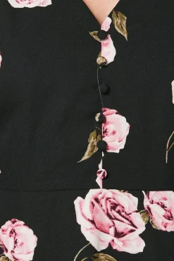 Petite Pink Floral Button Front Mini Dress