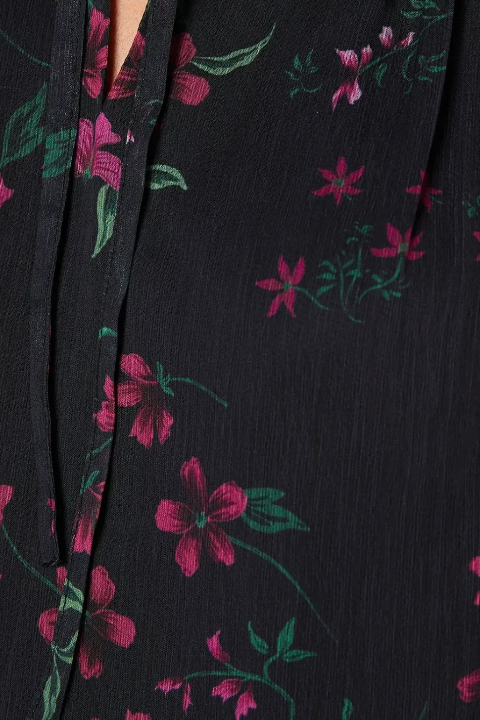 Petite Pink Floral Chiffon Ruffle Shoulder Overhead Blouse