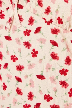 Petite Pink Floral Tie Front Mini Dress