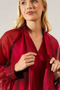Petite Pink Ombre Tie Neck Shift Dress