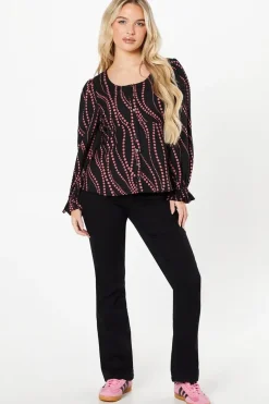 Petite Pink Spot Scoop Neck Button Tea Blouse