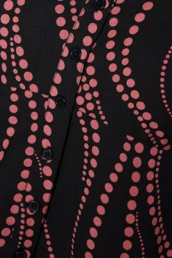 Petite Pink Spot Scoop Neck Button Tea Blouse