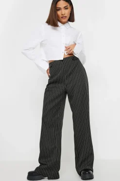 Petite Pinstripe Wide Leg Trousers