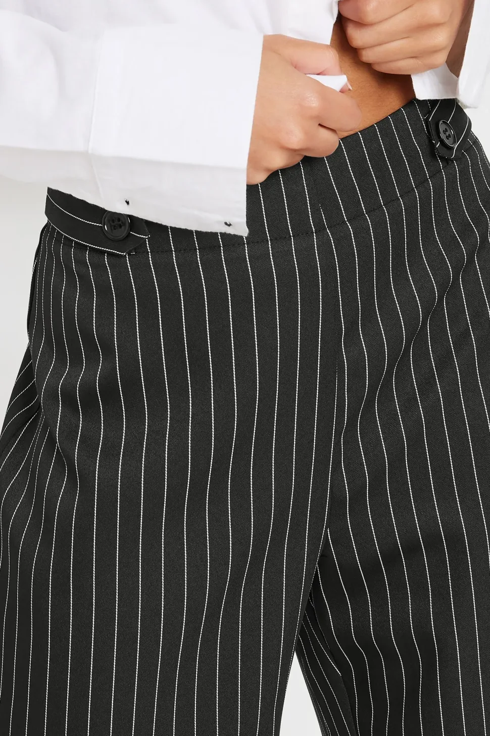 Petite Pinstripe Wide Leg Trousers
