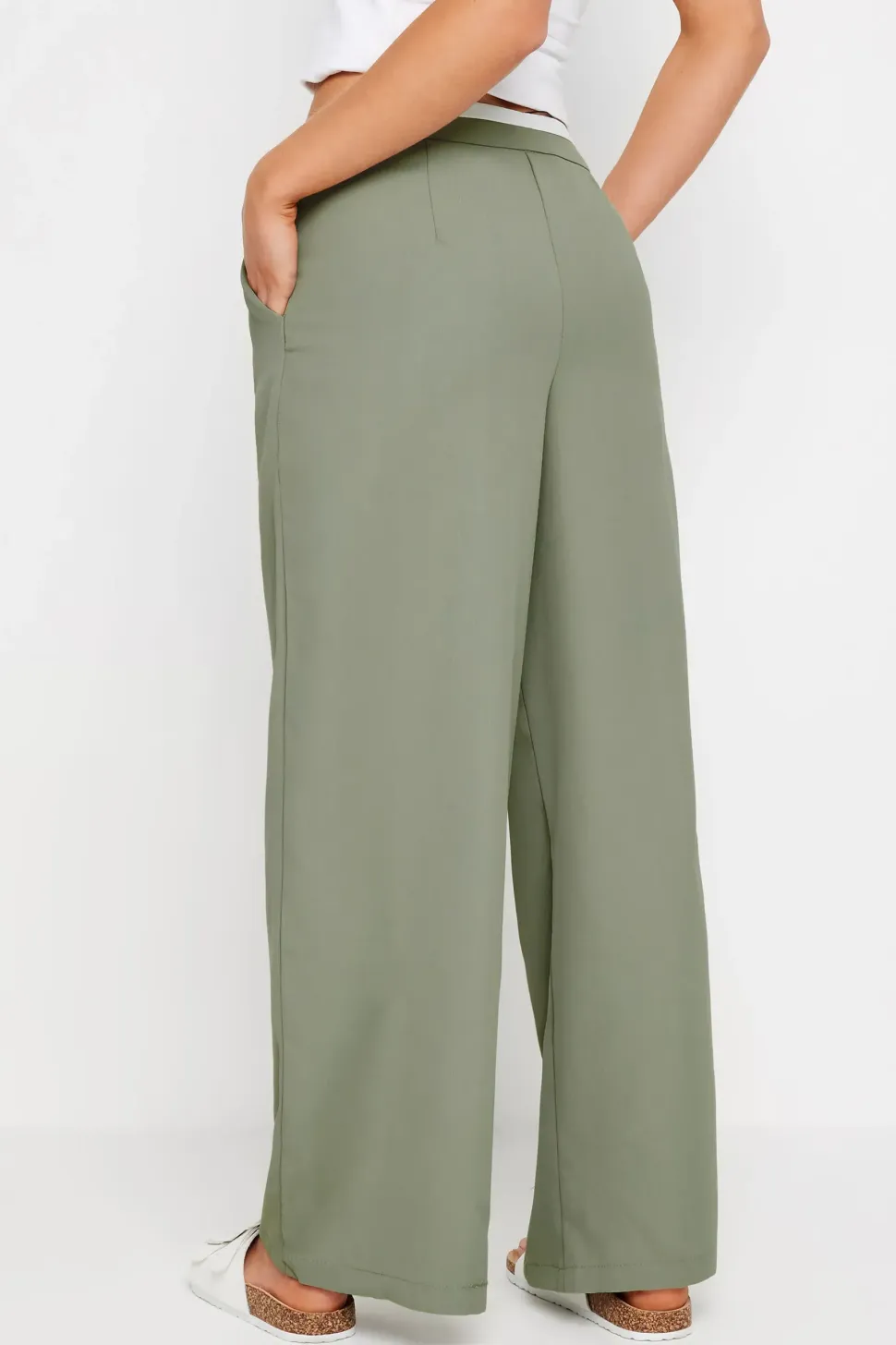 Petite Pinstripe Wide Leg Trousers