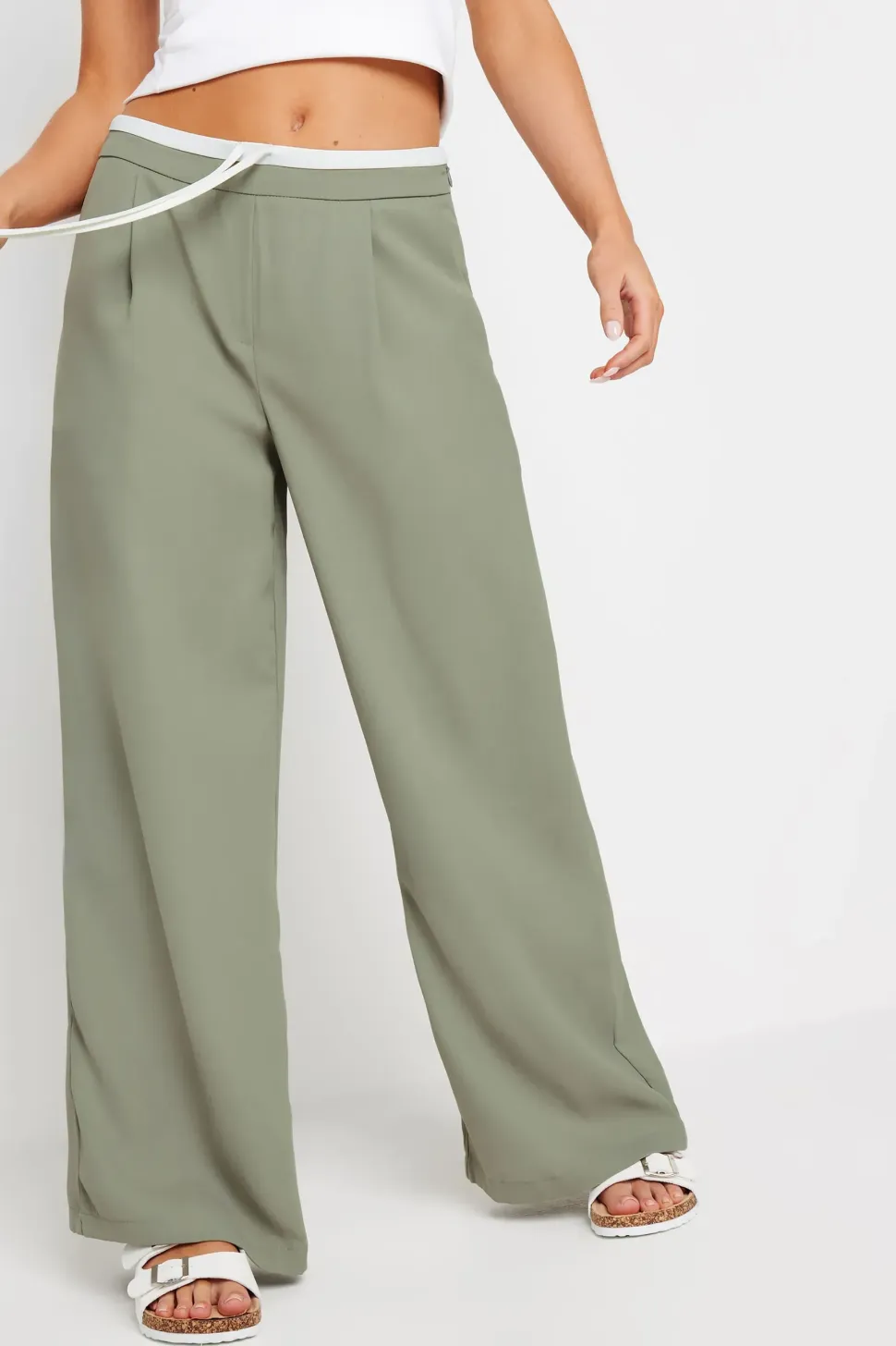 Petite Pinstripe Wide Leg Trousers