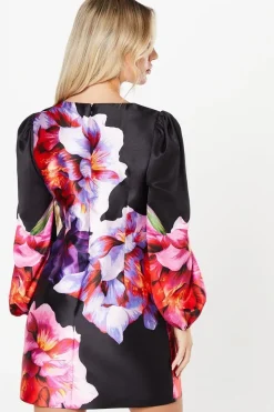 Petite Placement Print Satin Twill Mini Dress