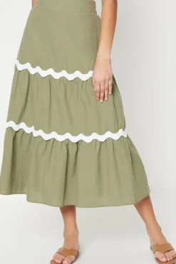 Petite Plain Cotton Tiered Maxi Skirt