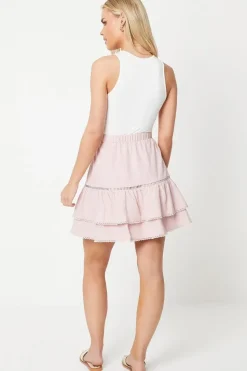 Petite Plain Tiered Mini Skirt