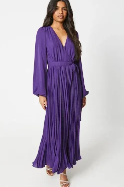Petite Pleated Wrap Midaxi Dress