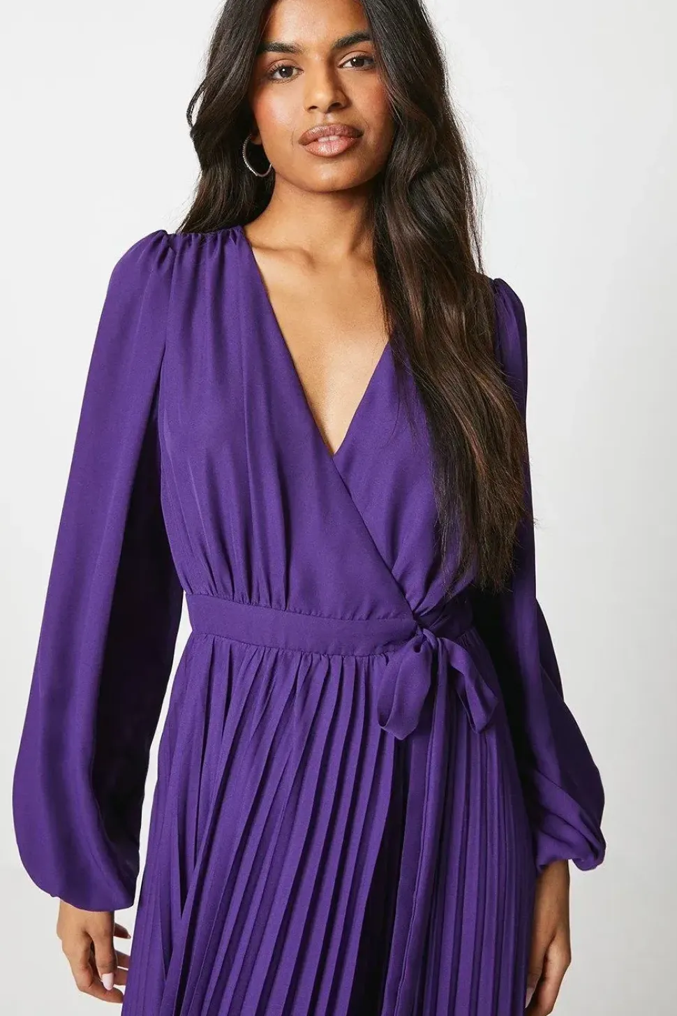 Petite Pleated Wrap Midaxi Dress