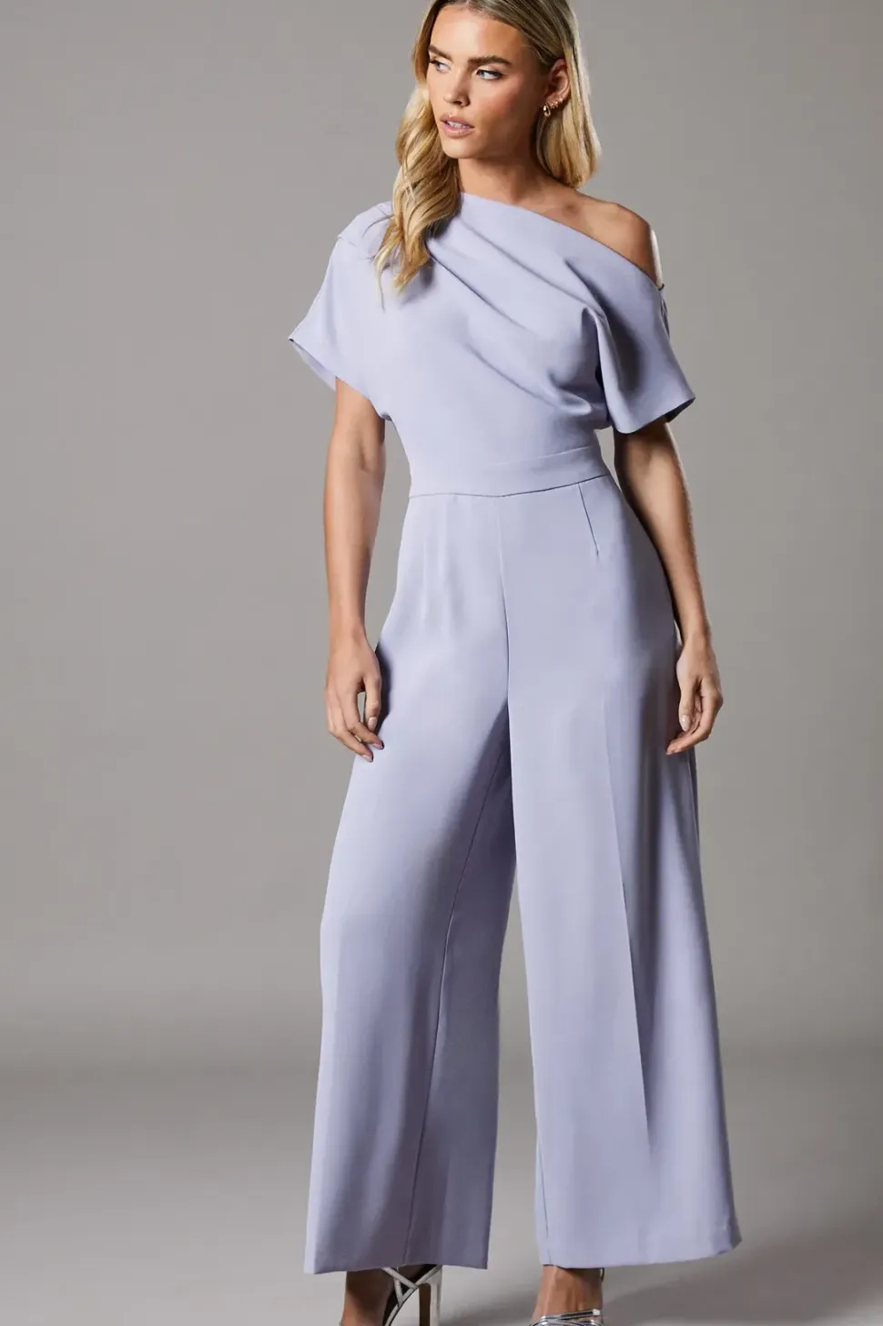 Petite Pleat Off The Shoulder Jumpsuit