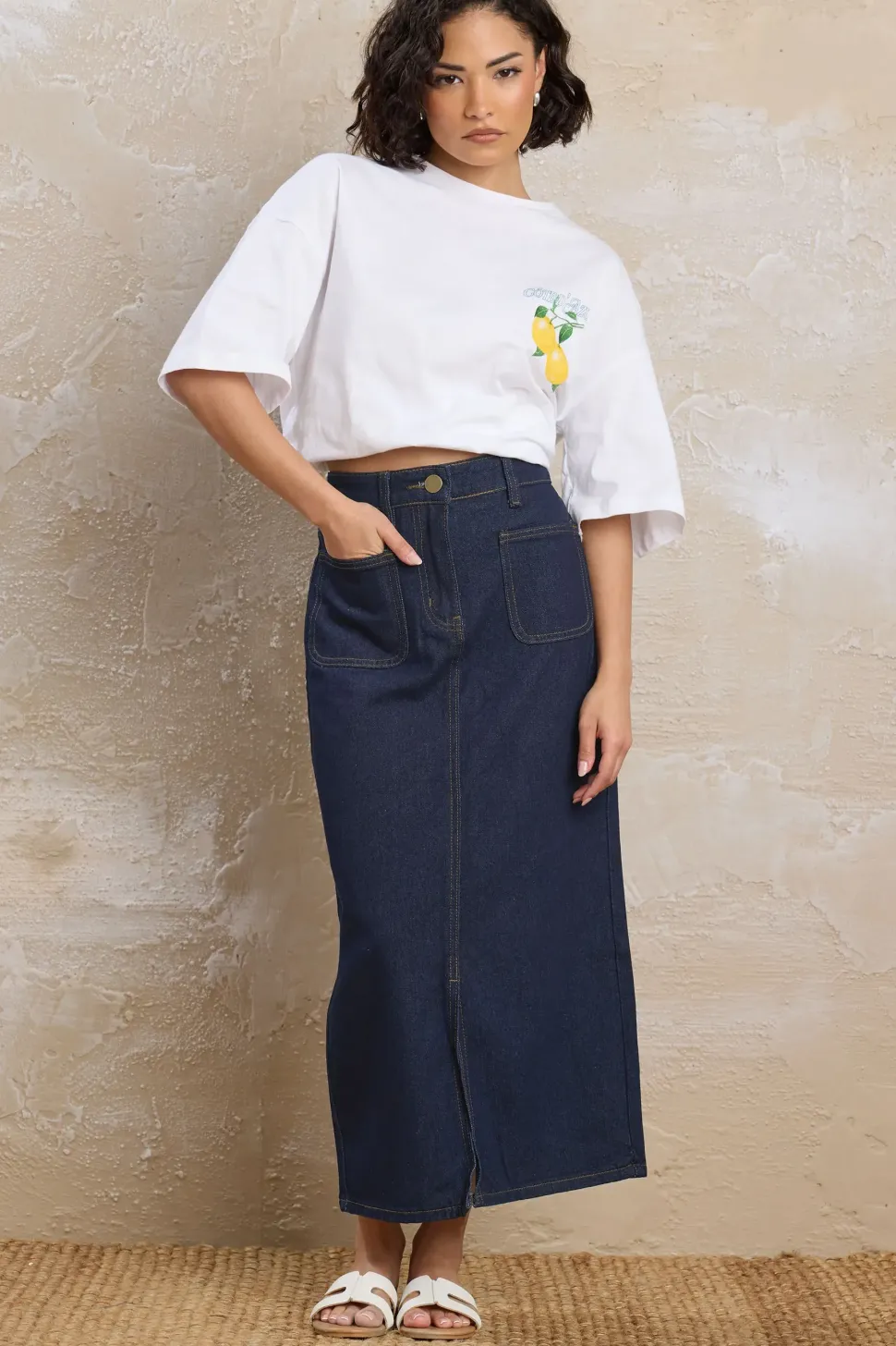 Petite Pocket Patch Denim Skirt