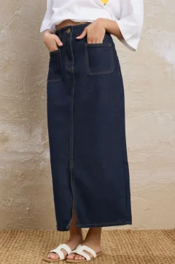 Petite Pocket Patch Denim Skirt