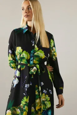 Petite Premium Floral Collared Shirt Dress