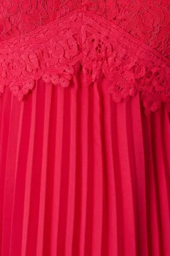 Petite Premium Lace Insert Pleated Midaxi Dress