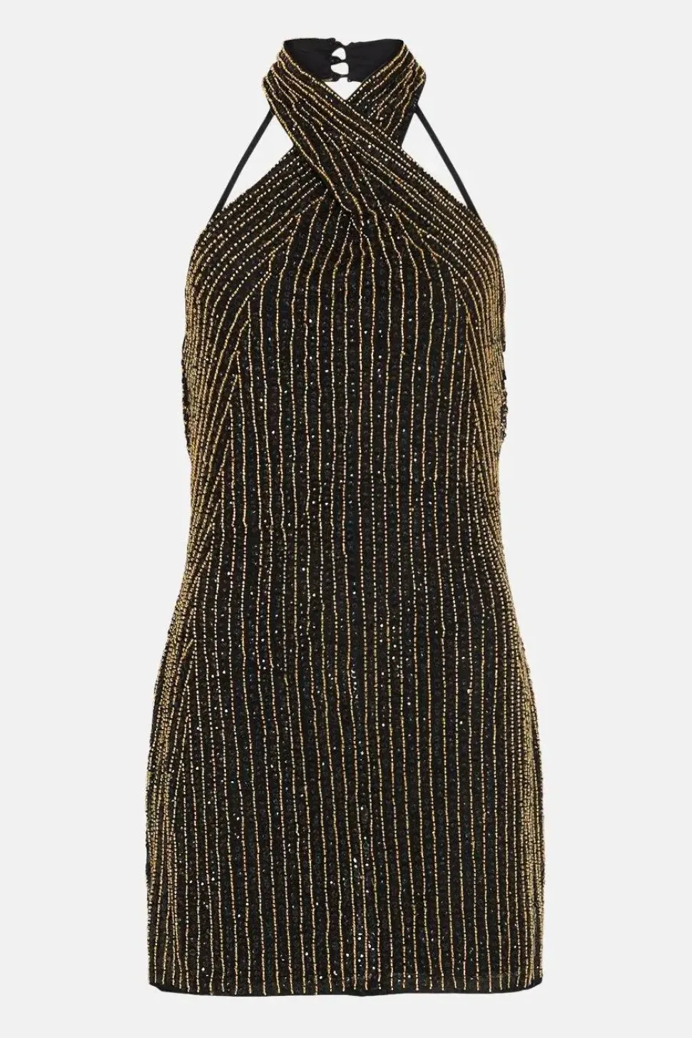 Petite Premium Linear Sequin Cross Neck Dress
