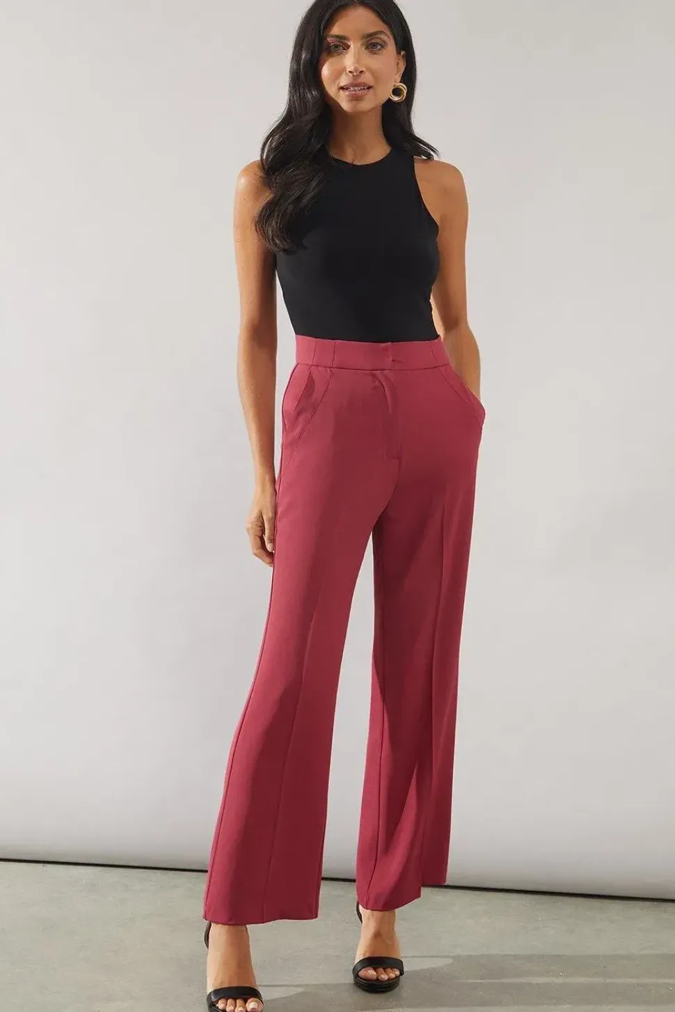 Petite Premium Pinktuck Detail Kickflare Trouser