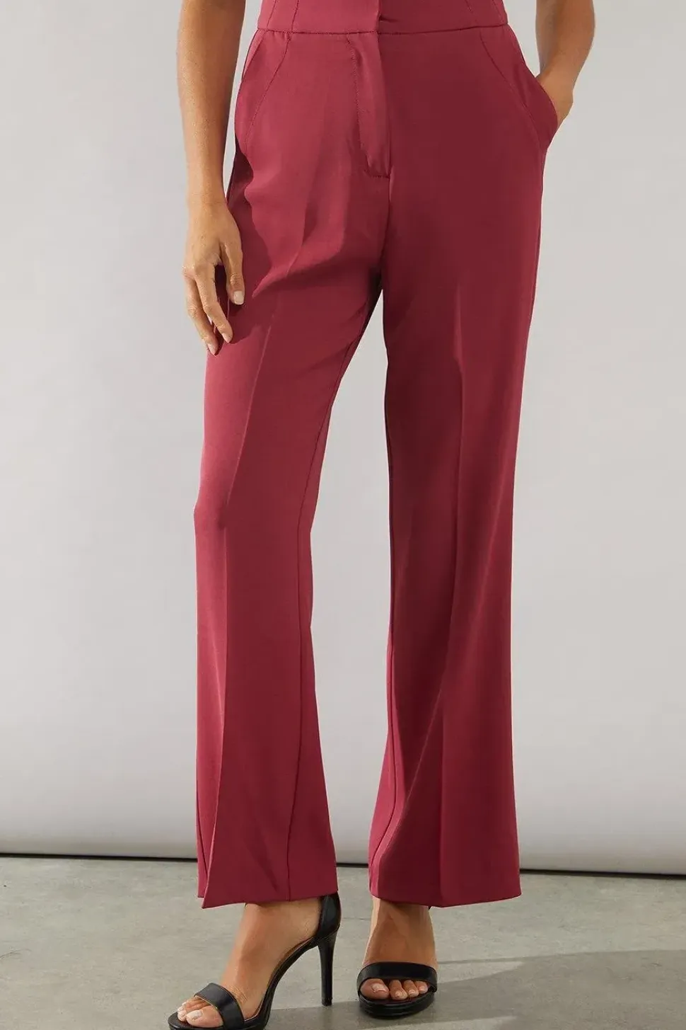 Petite Premium Pinktuck Detail Kickflare Trouser