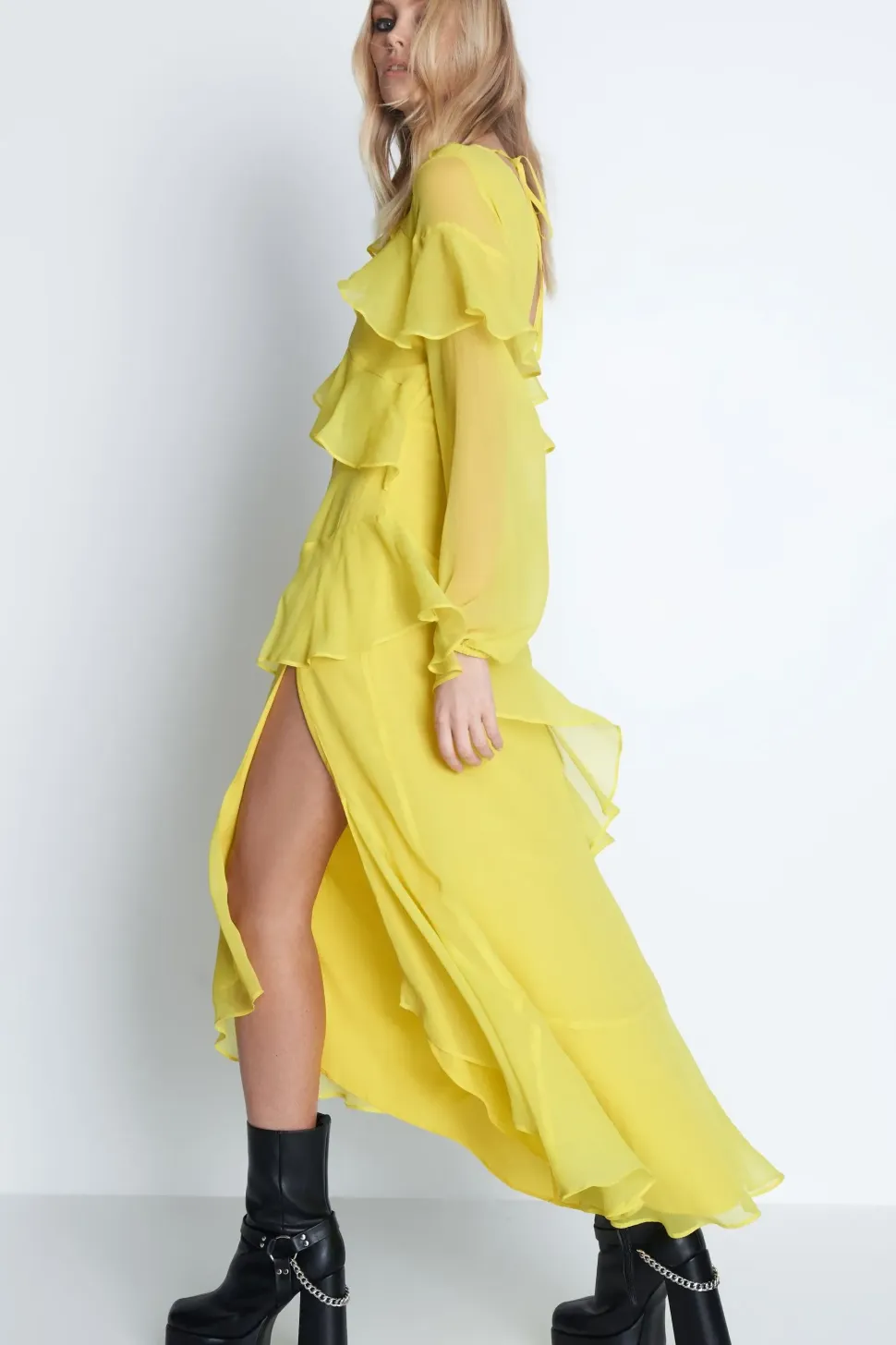 Petite Premium Ruffle Detail Tiered Maxi Dress
